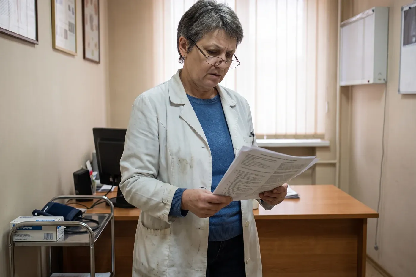 A healthcare professional in a consulting room