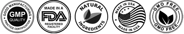 FDA registered facility, GMP certified, natural, made in USA, GMO-free